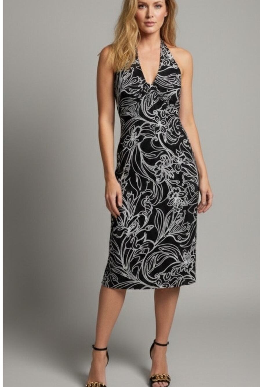 Laundry by Shelli Segal Y2K bodycon polyknit halter dress